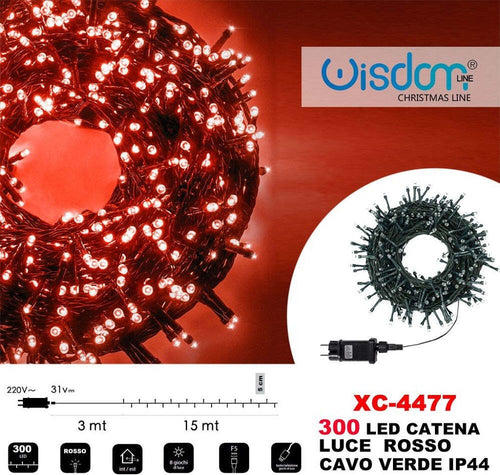 Catena Luminosa 300 Luci Led Lucciole Luce Rosso Cavo Verde Ip44 Xc-4477 Illuminazione/Illuminazione per esterni/Catene luminose Trade Shop italia - Napoli, Commerciovirtuoso.it