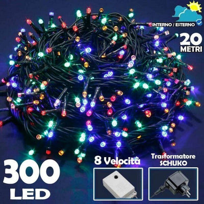 Catena-Luminosa-300-Luci-Led-Lucciole-Multicolore-Controller-8-Funzioni-Esterno