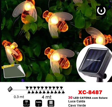 Catena Luminosa 30led Api Luminose Ricarica Ad Energia Solare Luce Calda Xc-8487 Illuminazione/Illuminazione per esterni/Catene luminose Trade Shop italia - Napoli, Commerciovirtuoso.it