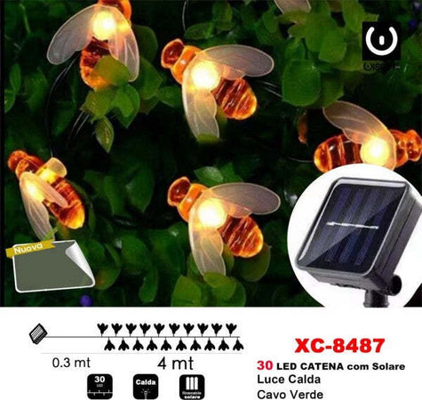Catena-Luminosa-30led-Api-Luminose-Ricarica-Ad-Energia-Solare-Luce-Calda-Xc-8487