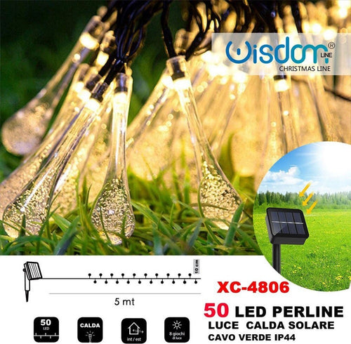 Catena Luminosa 50 Gocce Luminose Led Ad Energia Solare Ip44 Luce Calda Xc-4806 Illuminazione/Illuminazione per esterni/Catene luminose Trade Shop italia - Napoli, Commerciovirtuoso.it