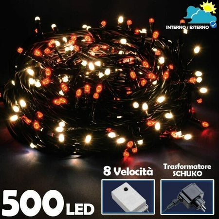Catena-Luminosa-500-Luci-Led-Lucciole-Bianco-Caldo-Rosso-Controller-Uso-Esterno