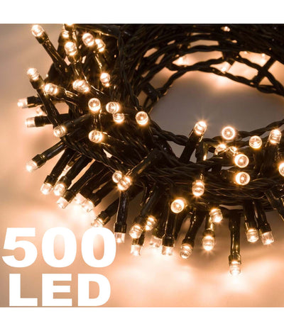Catena Luminosa 500 Luci Led Lucciole Colore Bianco Caldo Con Controller Interno