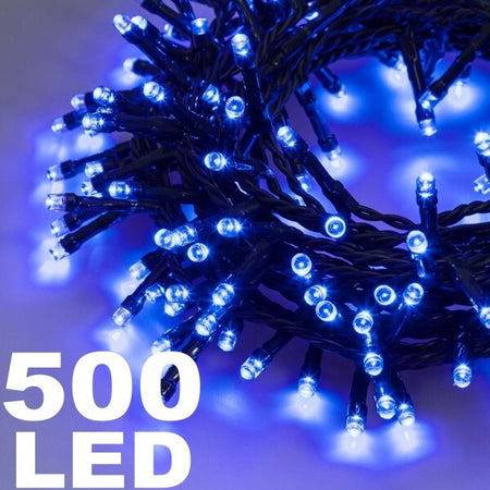 Catena-Luminosa-500-Luci-Led-Lucciole-Colore-Blu-Con-Controller-Uso-Interno