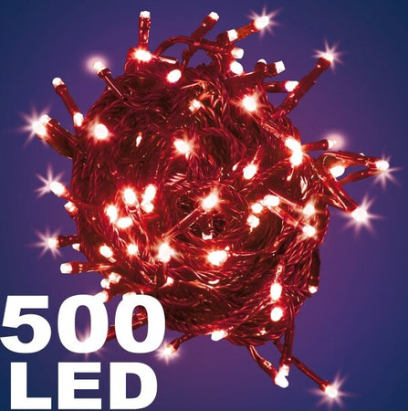 Catena-Luminosa-500-Luci-Led-Lucciole-Colore-Rosso-Con-Controller-Uso-Interno