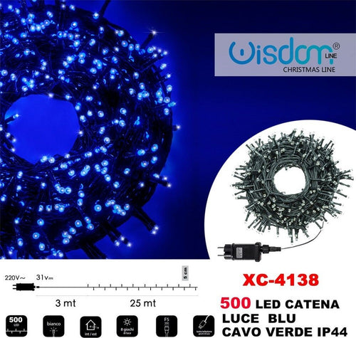 Catena Luminosa 500 Luci Led Lucciole Luce Blu Cavo Verde Ip44 Xc-4138 Illuminazione/Illuminazione per esterni/Catene luminose Trade Shop italia - Napoli, Commerciovirtuoso.it