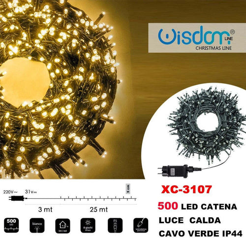 Catena Luminosa 500 Luci Led Lucciole Luce Calda Cavo Verde Ip44 Xc-3107 Illuminazione/Illuminazione per esterni/Catene luminose Trade Shop italia - Napoli, Commerciovirtuoso.it