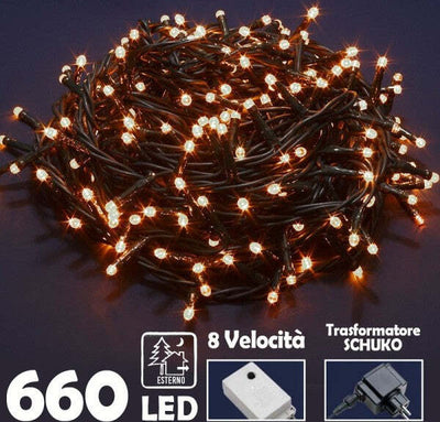 Catena-Luminosa-660-Luci-Led-Lucciole-Bianco-Caldo-Con-Controller-8-Funzioni
