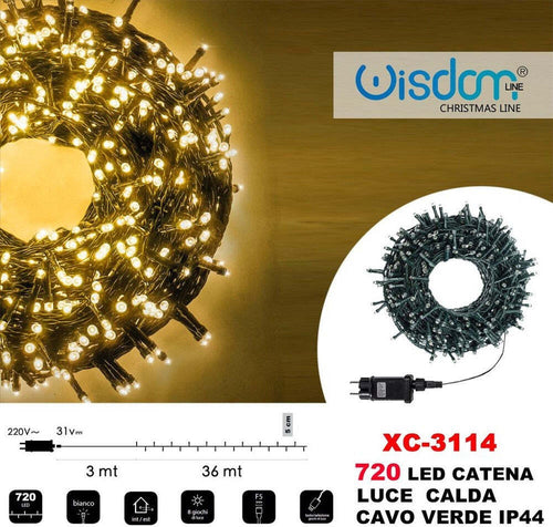 Catena Luminosa 720 Luci Led Lucciole Luce Calda Cavo Verde Ip44 Xc-3114 Illuminazione/Illuminazione per esterni/Catene luminose Trade Shop italia - Napoli, Commerciovirtuoso.it