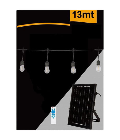 Catena Luminosa Con Pannello Solare 10 Lampadine E27 Impermeabile Ip65 S20a-10m