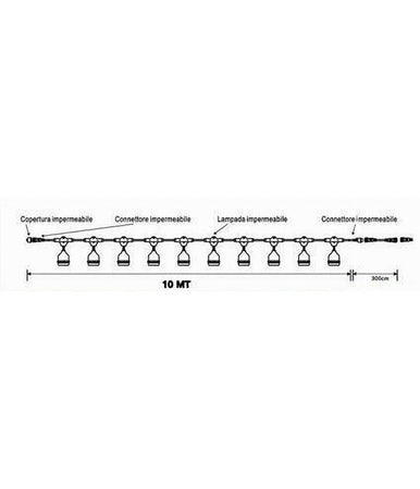 Catena Luminosa Con Pannello Solare 10 Lampadine E27 Impermeabile Ip65 S20a-10m