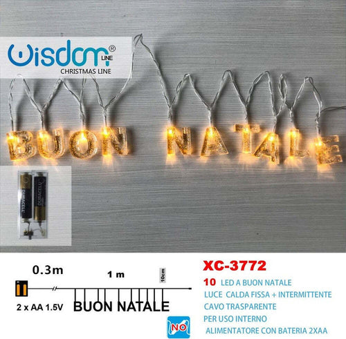 Catena Luminosa Con Scritta Buon Natale 10 Led A Batteria Luce Calda Xc-3772 Casa e cucina/Decorazioni per interni/Addobbi e decorazioni per ricorrenze/Decorazioni natalizie/Luci natalizie/Catene luminose per esterni Trade Shop italia - Napoli, Commerciovirtuoso.it