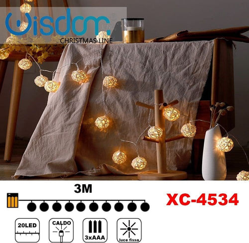 Catena Luminosa Con Sfere 20 Led A Batteria Luce Calda Fissa Decorazioni Xc-4534 Illuminazione/Illuminazione per esterni/Catene luminose Trade Shop italia - Napoli, Commerciovirtuoso.it