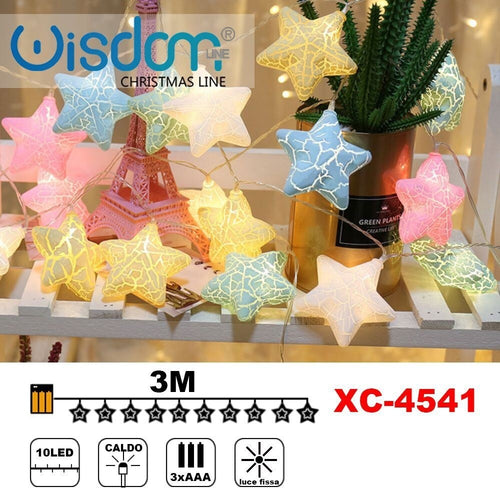 Catena Luminosa Con Stelle Colorate 10 Led A Batteria Luce Calda Fissa Xc-4541 Illuminazione/Illuminazione per esterni/Catene luminose Trade Shop italia - Napoli, Commerciovirtuoso.it