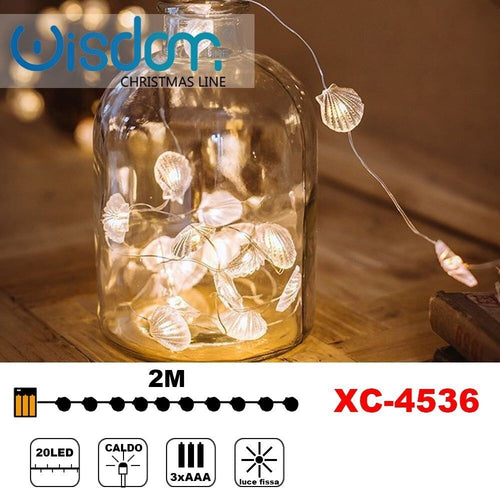 Catena Luminosa Conchiglie 20led A Batteria Luce Calda Fissa Decorazioni Xc-4536 Illuminazione/Illuminazione per esterni/Catene luminose Trade Shop italia - Napoli, Commerciovirtuoso.it