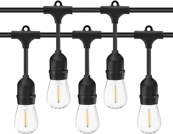 Catena-luminosa-esterno-20-Lampadine-E27-LED-cavo-NERO-10-mt-STRINGA-impermeabile-IP65