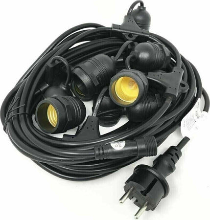 Catena-luminosa-esterno-20-Lampadine-E27-LED-cavo-NERO-10-mt-STRINGA-impermeabile-IP65