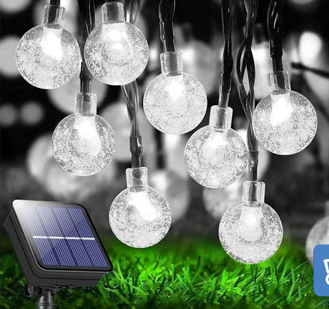 Catena Luminosa Esterno Interno Solare e USB 50 Luci LED Ricaricabile 8 Modalità Impermeabile IP65 per Giardino Feste Luce Fredda