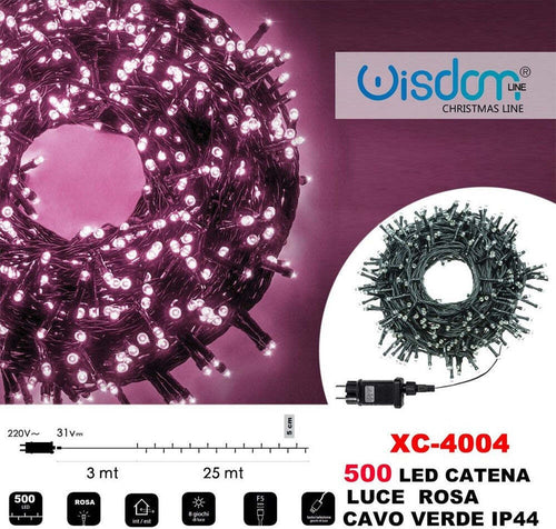 Catena Luminosa Luci 500 Led Lucciole Luce Rosa Cavo Verde Ip44 Xc-4004 Illuminazione/Illuminazione per esterni/Catene luminose Trade Shop italia - Napoli, Commerciovirtuoso.it