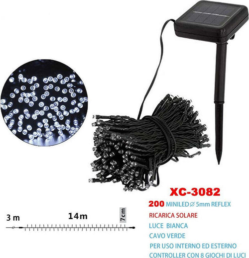 Catena Luminosa Natale 200led Con Ricarica Ad Energia Solare Luce Bianca Xc-3082 Casa e cucina/Decorazioni per interni/Addobbi e decorazioni per ricorrenze/Decorazioni natalizie/Luci natalizie/Catene luminose per esterni Trade Shop italia - Napoli, Commerciovirtuoso.it