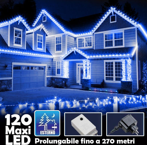 Catena Luminosa Natalizia 120 Led Luce Blu Con Flash 9mt Esterno Prolungabile Prodotti Natalizi Trade Shop italia - Napoli, Commerciovirtuoso.it