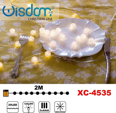 Catena Luminosa Palline 20 Led A Batteria Luce Calda Fissa Decorazioni Xc-4535 Illuminazione/Illuminazione per esterni/Catene luminose Trade Shop italia - Napoli, Commerciovirtuoso.it