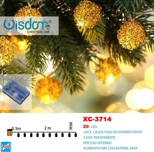 Catena Luminosa Palline 20 Led A Batteria Luce Calda Fissa+intermittente Xc-3714 Illuminazione/Illuminazione per esterni/Catene luminose Trade Shop italia - Napoli, Commerciovirtuoso.it