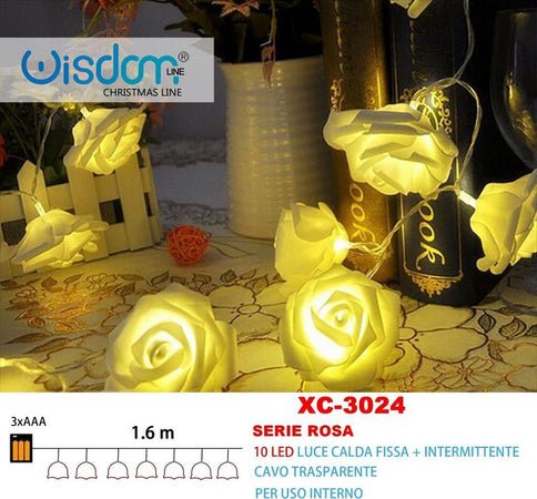 Catena Luminosa Rose 10 Led A Batteria Luce Calda Fissa + Intermittente Xc-3024 Illuminazione/Illuminazione per esterni/Catene luminose Trade Shop italia - Napoli, Commerciovirtuoso.it