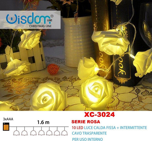 Catena Luminosa Rose 10 Led A Batteria Luce Calda Fissa + Intermittente Xc-3024 Illuminazione/Illuminazione per esterni/Catene luminose Trade Shop italia - Napoli, Commerciovirtuoso.it