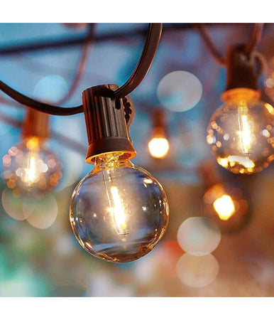 Catena Luminosa Solare Crepuscolare 30 Lampadine Filo Led 3w Luce 2200k 10 Metri