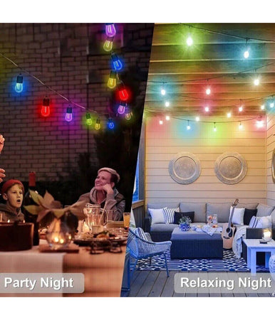 Catena Luminosa Solare Da Esterno Giardino 10 Mt 10 Lampadine Luce Rgb Mz-lxy
