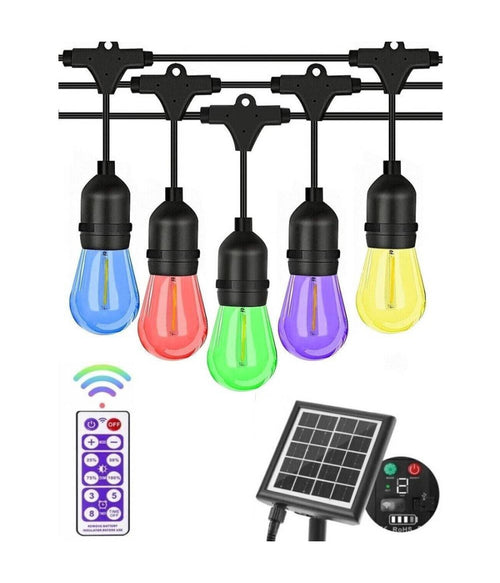 Catena Luminosa Solare Da Esterno Giardino 10 Mt 10 Lampadine Luce Rgb Mz-lxy
