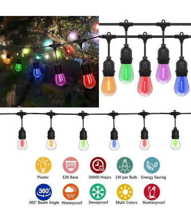Catena Luminosa Solare Da Esterno Giardino 10 Mt 10 Lampadine Luce Rgb Mz-lxy