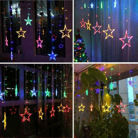CATENA STELLE  TENDA LUMINOSA DI NATALE LUCI NATALIZIE LED LUCE RGB BIANCO CALDO BIANCO FREDDO STELLA ADDOBBI Casa e cucina/Decorazioni per interni/Addobbi e decorazioni per ricorrenze/Decorazioni natalizie/Luci natalizie/Catene luminose per esterni Zencoccostore - Formia, Commerciovirtuoso.it