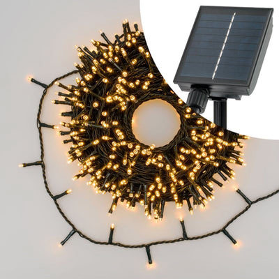 Catena lineare natalizia 400 led bianco caldo Ø 5 mm con pannello solare decorazione natalizia