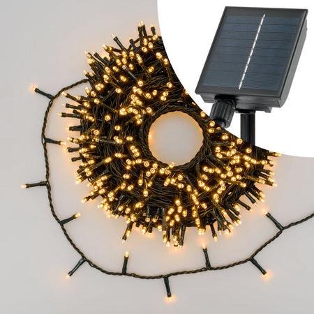 Catena lineare natalizia 400 led bianco caldo Ø 5 mm con pannello solare decorazione natalizia