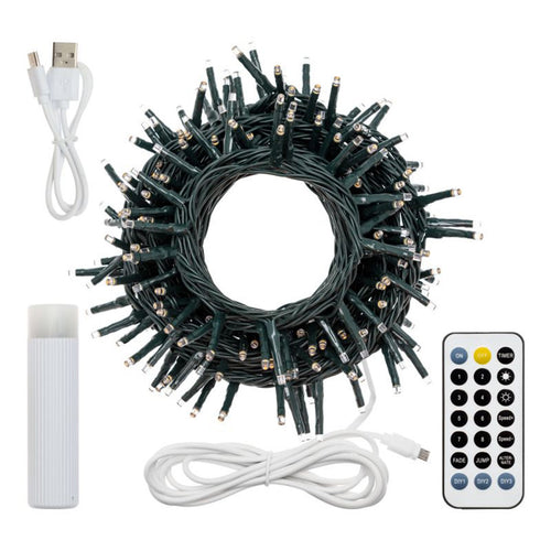 Catena lineare di luci miniled bianco caldo Ø 3 mm con telecomando per decorazioni natalizie