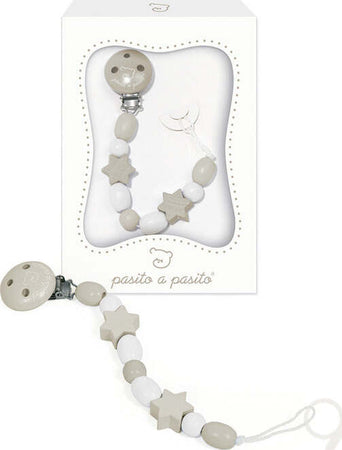 Catenella Portaciuccio in Legno Pasito a Pasito Stella Bianco/Beige Prima infanzia/Succhietti e massaggiagengive/Catenelle porta succhietto La Casa Del Bebè - Napoli, Commerciovirtuoso.it