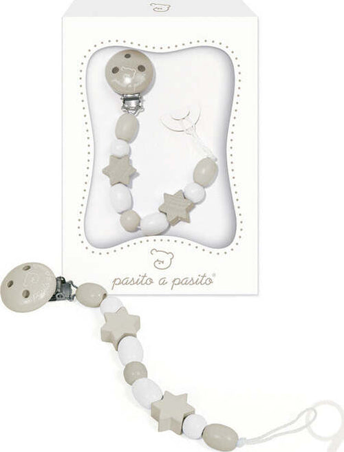 Catenella Portaciuccio in Legno Pasito a Pasito Stella Bianco/Beige Prima infanzia/Succhietti e massaggiagengive/Catenelle porta succhietto La Casa Del Bebè - Napoli, Commerciovirtuoso.it