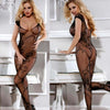 Catsuit-Tutina-A-Rete-Lingerie-Sexy-Aperta-Con-Ricami-Fiori-Taglia-Unica-Nero