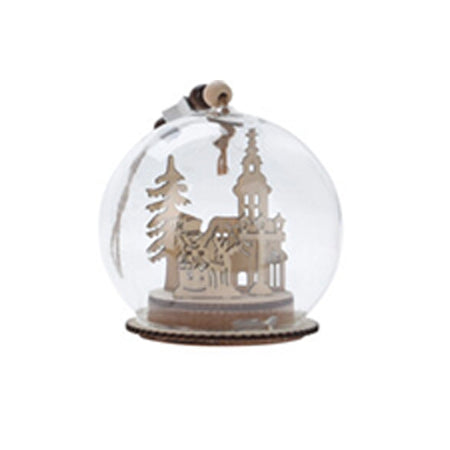 Sfera di vetro con scena Led decorazione natalizia h 10 cm