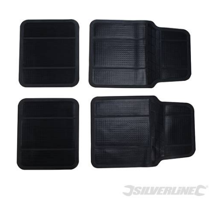 Tappetini per auto in PVC nero, antiscivolo,resistenti, per tutti i veicoli. Silverline