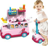 Cavalcabile-Trolley-Schoolbus-Cucina-Giocattolo-Bambini-3in1-Luci-Suoni-Accessori