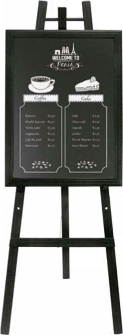 Cavalletto in legno nero - altezza 165 cm - Securit Cancelleria e prodotti per ufficio/Archivio ufficio e accessori per scrivania/Lavagne e bacheche/Lavagne Eurocartuccia - Pavullo, Commerciovirtuoso.it