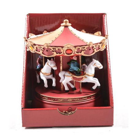 Giostra carosello con cavalli con musica luci e movimento a batteria decorazione natalizia