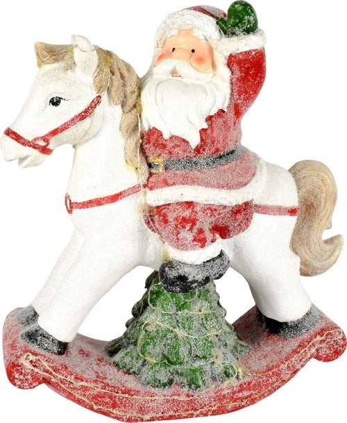 Cavallo a dondolo Babbo Natale con led colori natalizi in poli-resina h 40 cm Casa e cucina/Decorazioni per interni/Addobbi e decorazioni per ricorrenze/Decorazioni natalizie/Schiaccianoci MagiediNatale.it - Altamura, Commerciovirtuoso.it