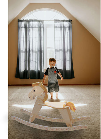 Cavallo a Dondolo in Legno - Variante Grande per Bambini Dida