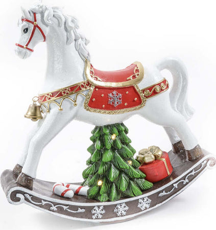 Cavallo bianco a dondolo in resina con luci, decorazione per interno Casa e cucina/Decorazioni per interni/Addobbi e decorazioni per ricorrenze/Decorazioni natalizie/Schiaccianoci MagiediNatale.it - Altamura, Commerciovirtuoso.it