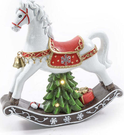 Cavallo bianco a dondolo in resina con luci, decorazione per interno Casa e cucina/Decorazioni per interni/Addobbi e decorazioni per ricorrenze/Decorazioni natalizie/Schiaccianoci MagiediNatale.it - Altamura, Commerciovirtuoso.it