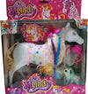 Cavallo-My-Lady-Con-Pony-Criniera-Trecce-Pettine-Biberon-Little-Gioco-Bambini